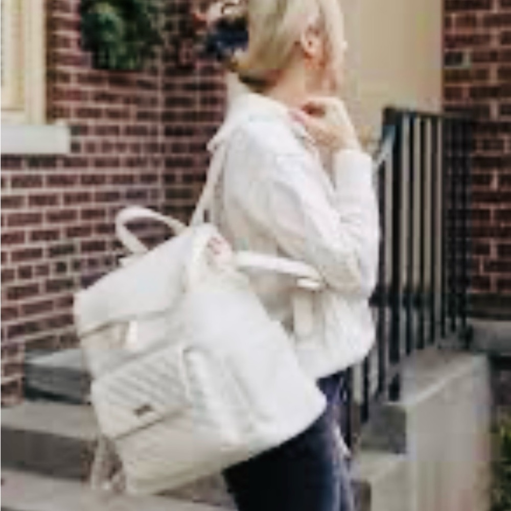 Elegant White Quilted Backpack